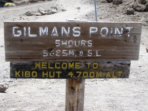 Welcome sign at Kibo Hut