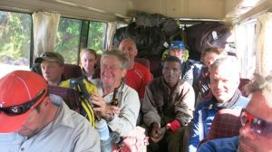On the bus - Bush enjoying a Kilimanjaro" frosty